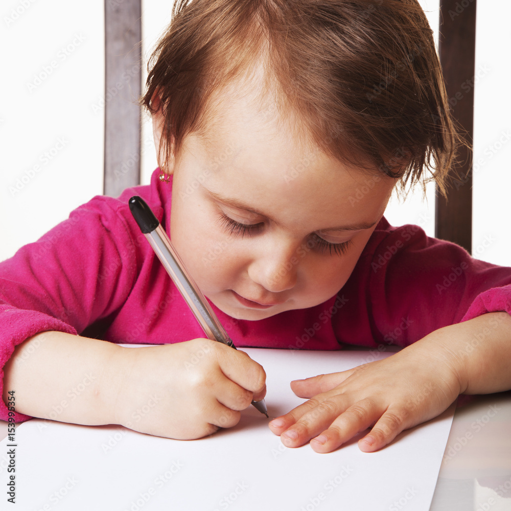 Office work. Little baby girl working with documents. (Humorous Photo) Office work. Little baby girl working with documents. (Humorous Photo)