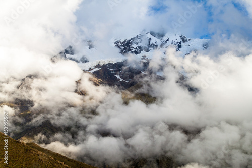 Snow covered mountain near Abra Malaga pass, Peru
