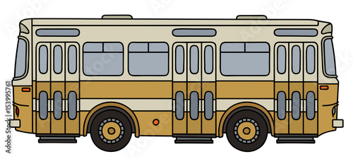 Retro yellow city bus
