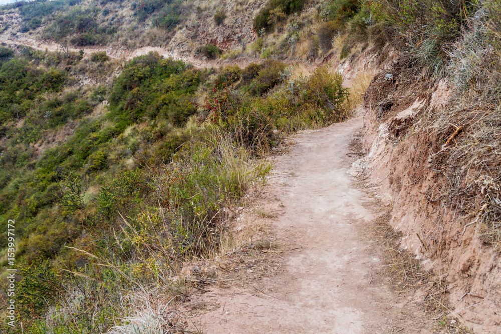 Trail in the countryside near Moray, Peru Trail in the countryside near Moray, Peru