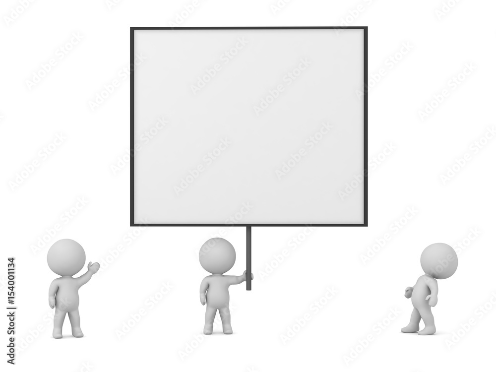 3D Characters With a Large Sign 3D Characters With a Large Sign