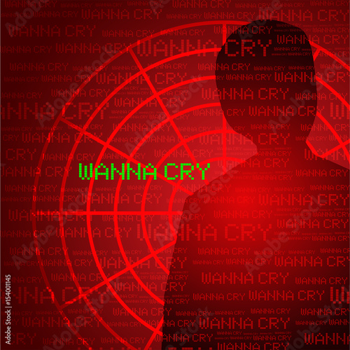 malware attack. ransom malware name is wanna cry. vector illustration.