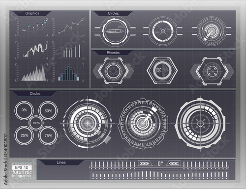 Abstract background with different elements of the hud. Hud elements,graph.Vector illustration.Head-up display elements for Infographic elements.