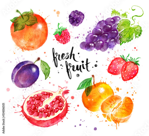 Hand painted watercolor of fruit