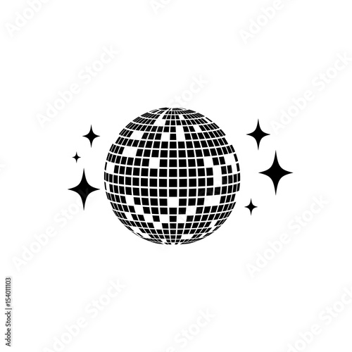 Disco ball Vector icon. Isolated club ball for party. Disco decoration element