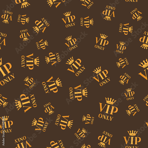 Golden seamless vip only sign background. Vip pattern card design. Luxury member illustration