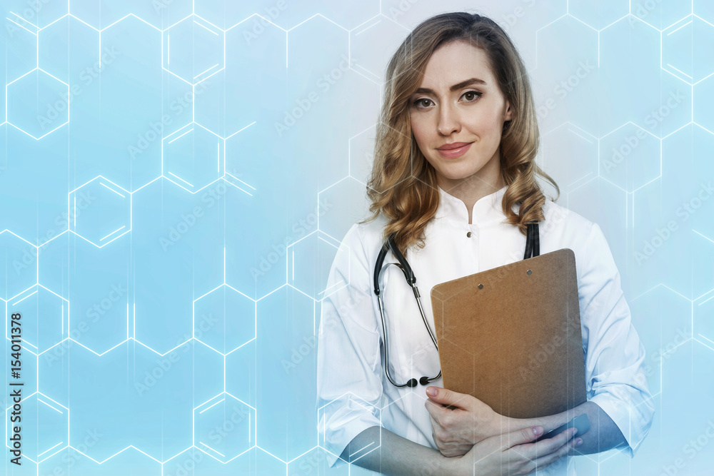 Fotografie Doctor with clipboard and formulas