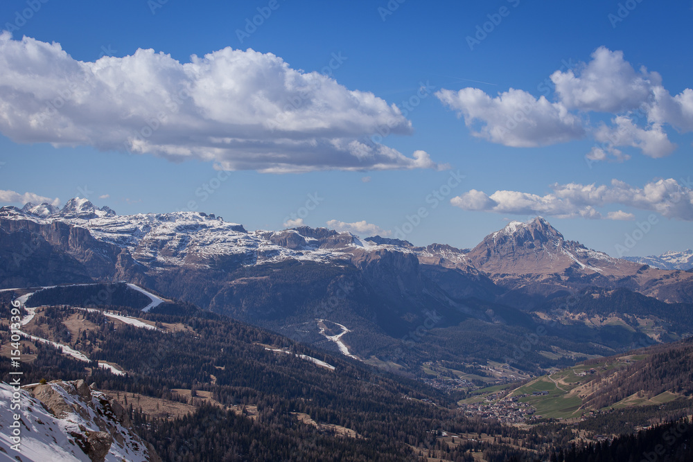 View of San Cassiano village and Badia valley, South Tyrol, Dolomites