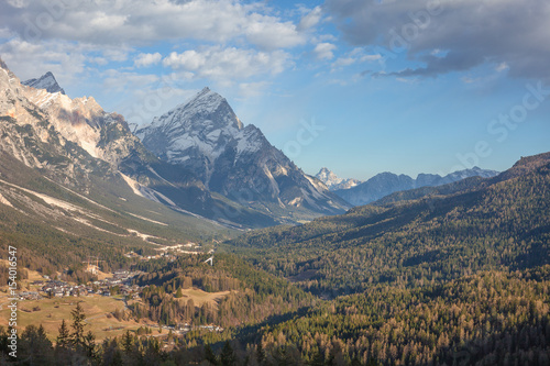 Panorama of Boite Valley with Antelao, one of the most high altitude dolomitic peaks