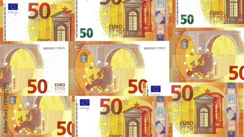 New 50 € Banknote Fifty Euro Note 2017 - Front and Back Side - Business background