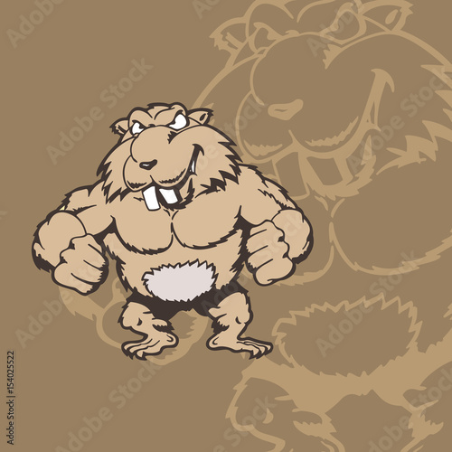 Scared Brown Mouse Vector Illustration, Isolated on White Background