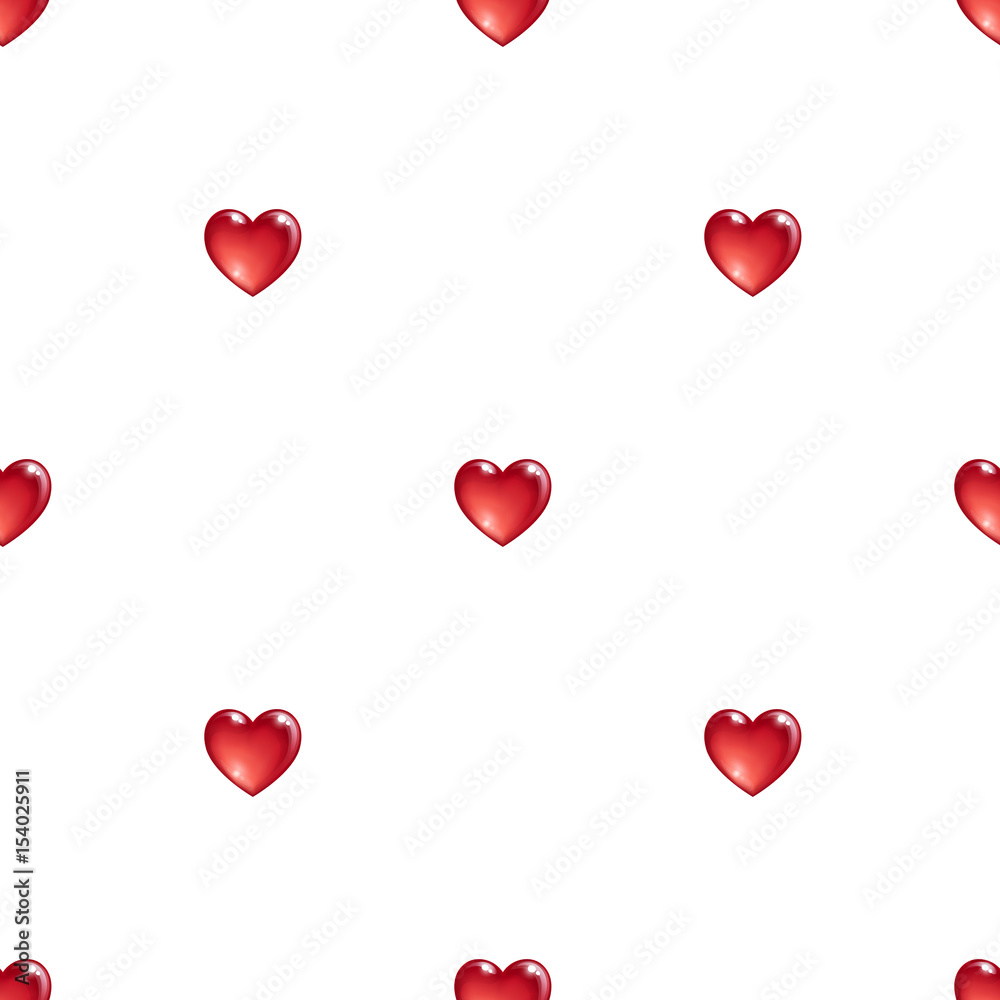 Seamless pattern with 3d hearts.
