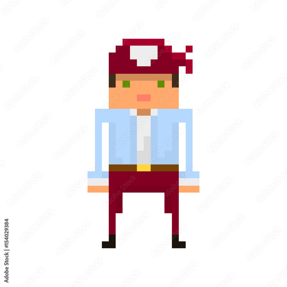 Obraz premium Pixel pirate for games and mobile applications. 8-bit character.