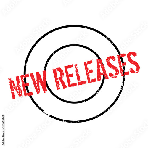 New Releases rubber stamp. Grunge design with dust scratches. Effects can be easily removed for a clean, crisp look. Color is easily changed.