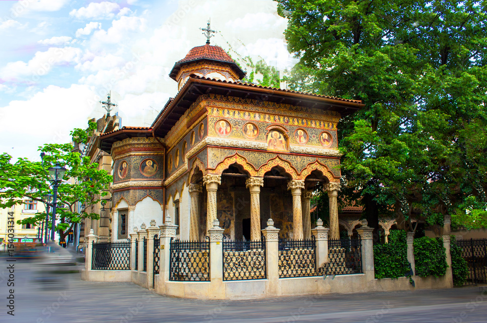 Stavropoleos monastery. St. Michael and Gabriel Church Bucharest, Romania