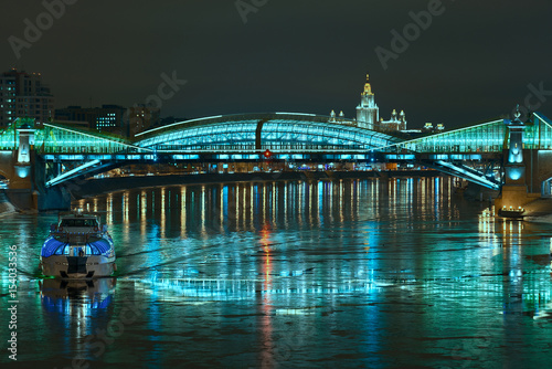 Moscow-river, bridge, winter. Russia.