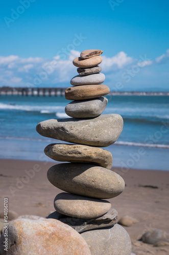 Rocks balancing along the beach