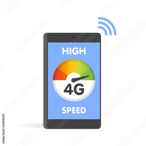 Phone fast 4g internet technology. Smartphone screen vector illustration