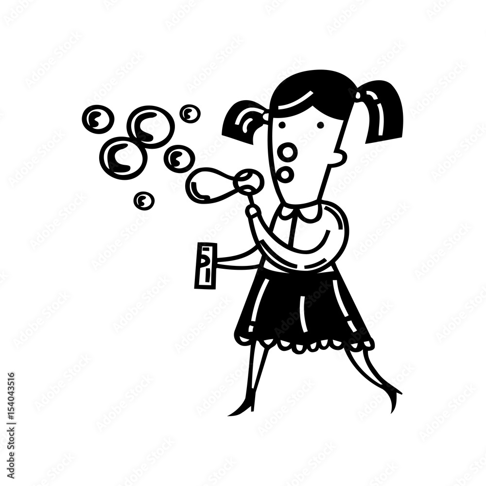 Cute little girl blowing bubbles