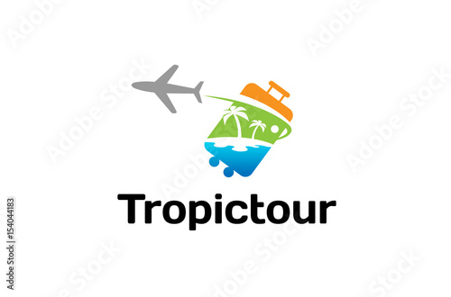 Bag travel Airplane Creative Air Design Logo Illustration