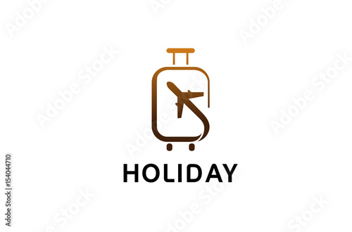 Suitcase travel Airplane Creative Air Design Logo Illustration