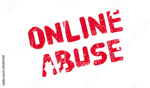 Online Abuse rubber stamp. Grunge design with dust scratches. Effects can be easily removed for a clean, crisp look. Color is easily changed.