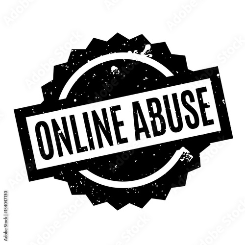 Online Abuse rubber stamp. Grunge design with dust scratches. Effects can be easily removed for a clean, crisp look. Color is easily changed.