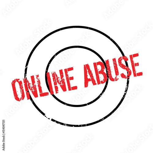 Online Abuse rubber stamp. Grunge design with dust scratches. Effects can be easily removed for a clean, crisp look. Color is easily changed.