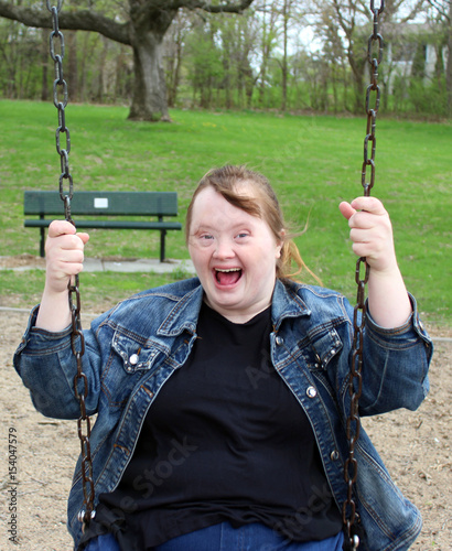 Young Woman with Down syndrome at the park