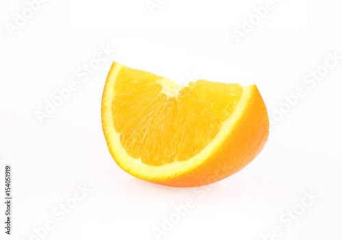 Slice of fresh orange isolated on white background