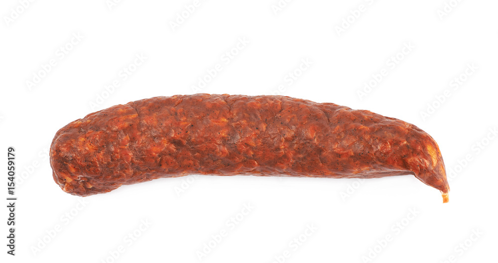 Stick of a smoked sausage isolated Stick of a smoked sausage isolated