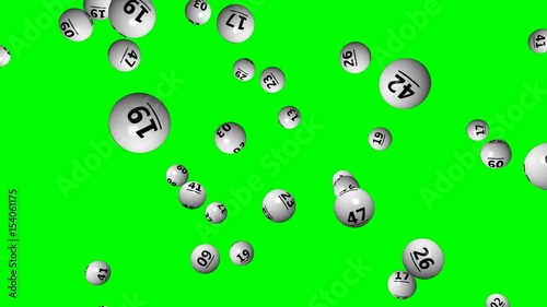 Lottery ball with numbers on green screen - loop, 4K
