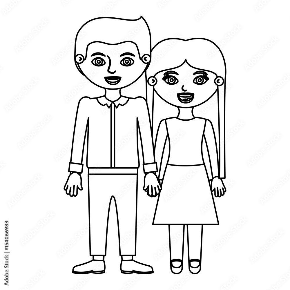 black contour couple in formal suit taken hands vector illustration black contour couple in formal suit taken hands vector illustration