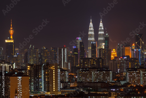 KUALA LUMPUR, MALAYSIA - 24TH FEBRUARY 2017; Kuala Lumpur, the capital of Malaysia. Its modern skyline is dominated by the 451m-tall KLCC, a pair of glass-and-steel-clad skyscrapers.