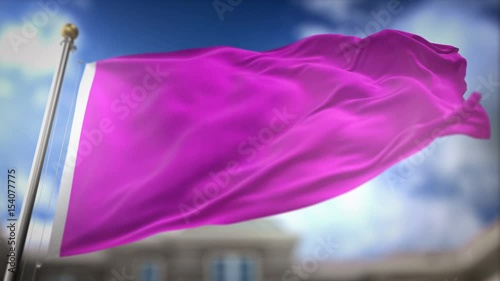 Purple Flag Waving Slow Motion 3D Rendering Blue Sky Background - Seamless Loop 4K photo