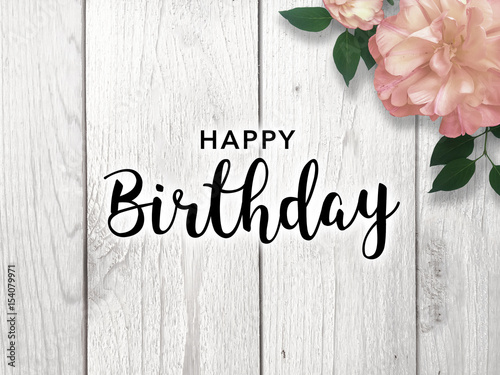 Photography Happy Birthday Card with Pink Flower