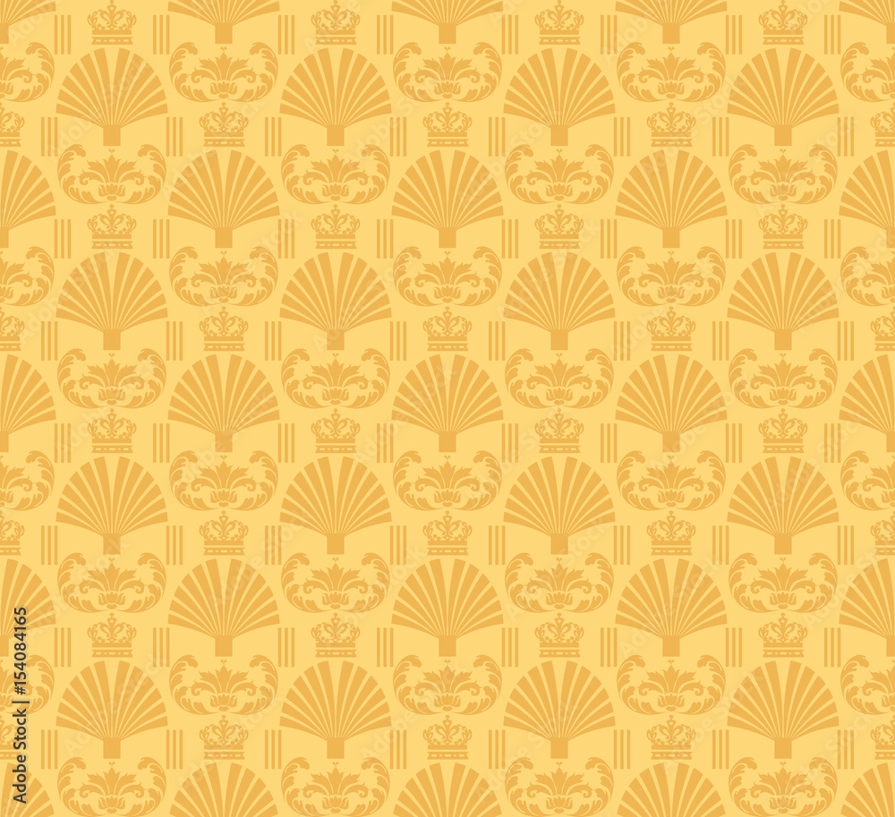 Decorative background in classic style, yellow color, seamless pattern.  Repeating vintage texture pattern. Vector image Stock Vector | Adobe Stock