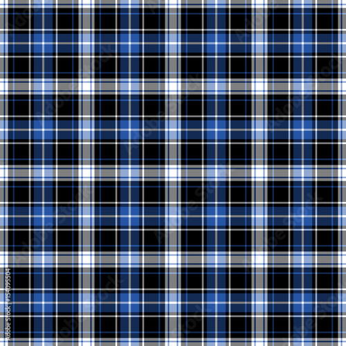 Black, blue and white plaid seamless pattern