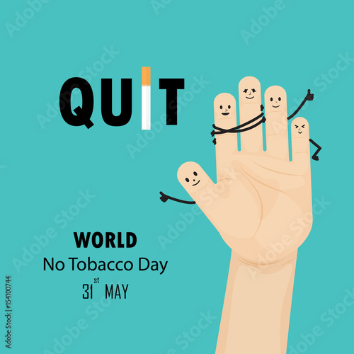 Human hands and Quit Tobacco sign.May 31st World no tobacco day.No Smoking Day Awareness.Vector illustration.