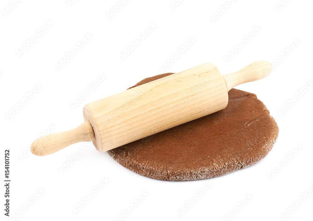 Rolled up layer of cookie dough isolated