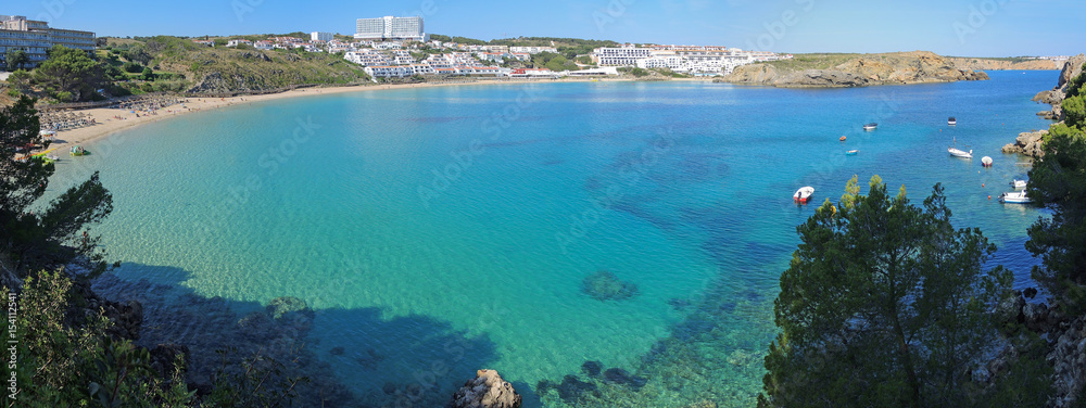 Landscape of the beautiful bay of Arenal d'en Castell with a wonderful turquoise sea, Menorca, Spain