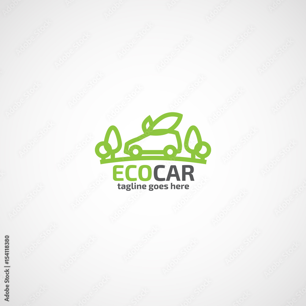 Green Car and Leaf logo. Green Car and Leaf logo.