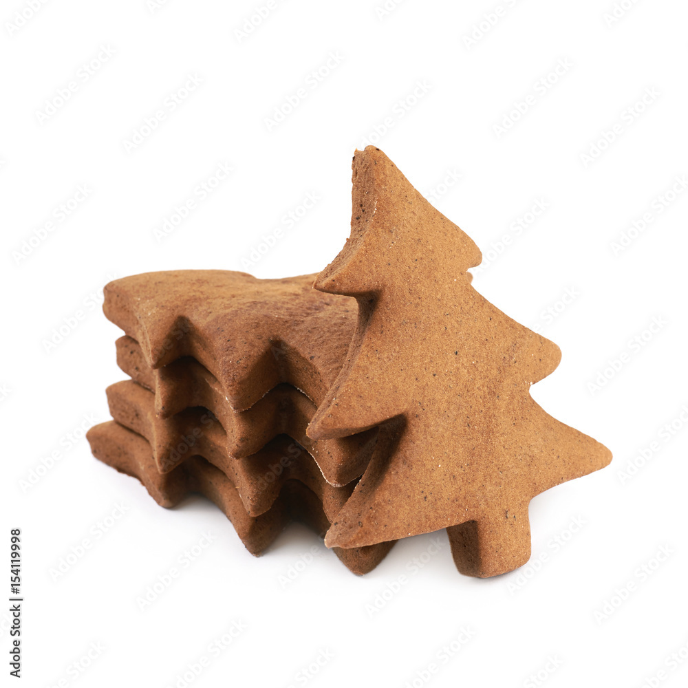Fototapeta premium Christmas tree shaped cookie isolated