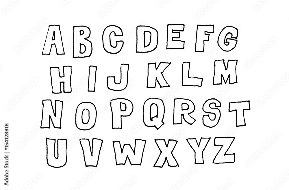 Hand drawn abc, letters over white Hand drawn abc, letters over white