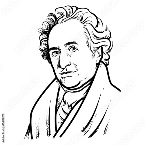 Johann Wolfgang von Goethe Hand Drawing outline, United Kingdom, 1833.