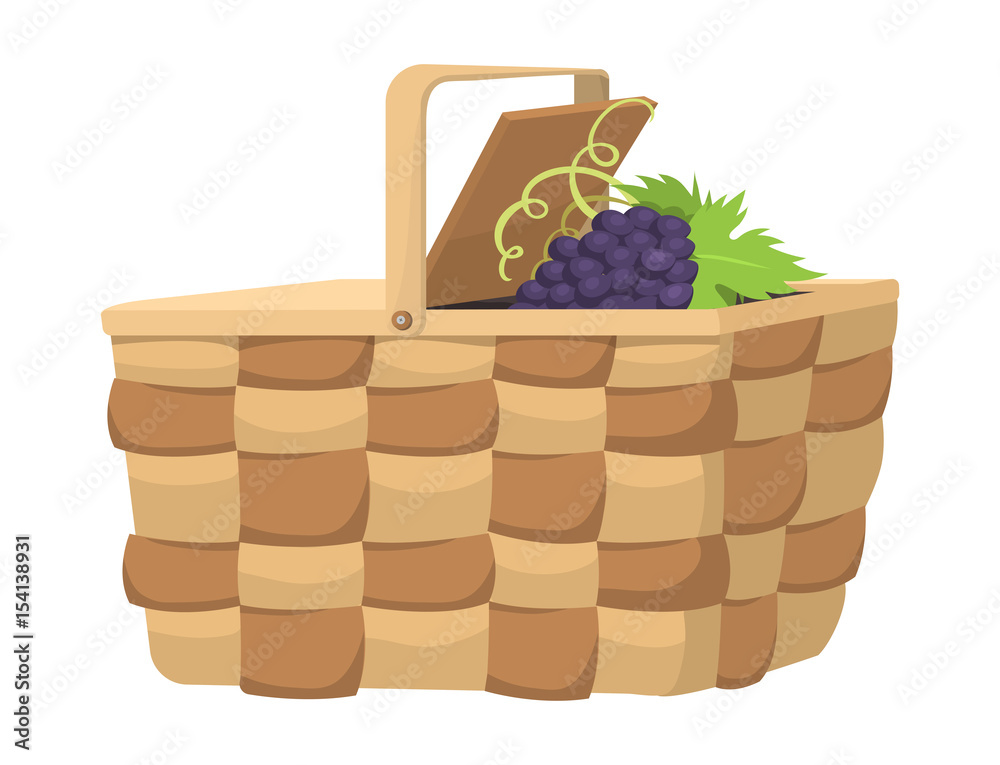 Picnic basket with food relaxation vacation container lunch summer meal vector illustration Picnic basket with food relaxation vacation container lunch summer meal vector illustration