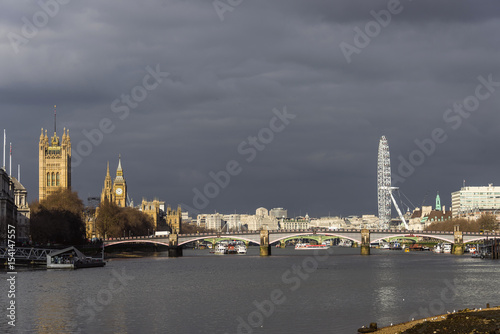 Houses of Parliament and Big Ben with London Eye