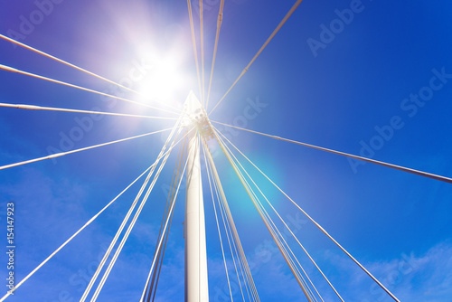 Closeup of Golden Jubilee bridge against blue sky