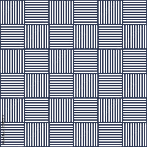 Wicker seamless background dark blue and white. Abstract geometric minimalistic tile pattern. Vector illustration.