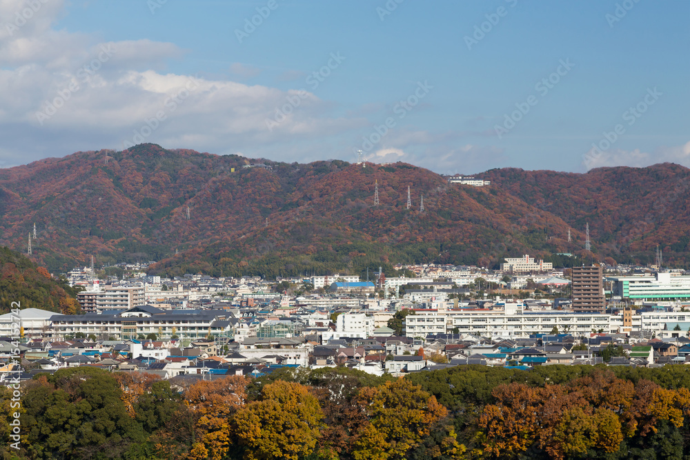 Kansai residence in mountain during autumn season, Japan
